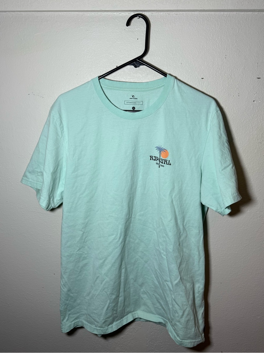 Rip Curl Mint Green Short Sleeve Tee with Palm Logo